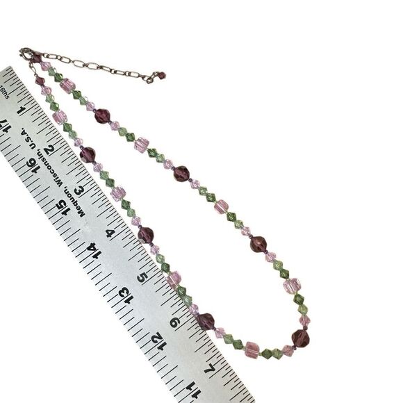 Vintage Swarovski-Style Sparkling Purple & Green Crystal Necklace - Picture 8 of 8